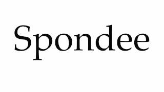 How to Pronounce Spondee [upl. by Tiphanie]