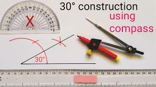 constructing an angle of 30° degree  How to construct 30° degrees [upl. by Manda]