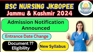 Bsc Nursing amp Paramedical Admission Start Eligibility Documents Entrance DateTotal Seats Jkbopee [upl. by Crespi]