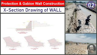 Cross Section of Gabion Wall  Section Drawing of Gabion Wall  Flood Protection Work  Gabion Wall [upl. by Gere]