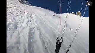 Skier avoid avalanche by paragliding over IT shorts sports life dangerous [upl. by Irot]