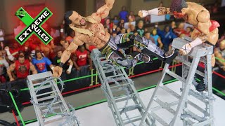 Barbed Wire Ladder Match Xtreme Championship WWE Action Figure Match [upl. by Larkins435]