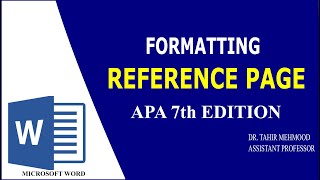 APA 7th Edition Formatting the APA Reference Page  Basic for Format APA Style References Page [upl. by Deane516]