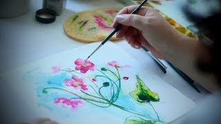 Beginner Tutorial 🎨🌸 Anemonen Mischtechnik Aquarell amp Tusche [upl. by Ahen]