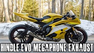 Hindle EVO Megaphone Exhaust Sound Clip  Yamaha R6 [upl. by Mohorva]