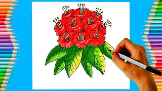 How to draw Rhododendron Drawing Laliguras national flower [upl. by Eltsyrhc]