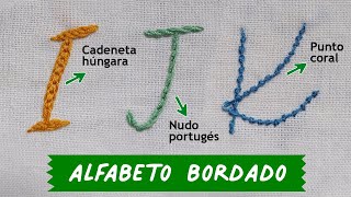 🧵 3 Puntadas para Bordar LETRAS a Mano I J K 🧵 Alfabeto Bordado A Mano [upl. by Ahsekyt]