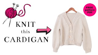 Knit an Easy Button Cardigan  FREE Knitting Pattern  Tutorial [upl. by Leirud]