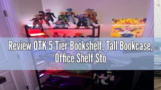 Review OTK 5 Tier Bookshelf Tall Bookcase Office Shelf Storage Organizer Modern Book Shelf for Li [upl. by Anazus]