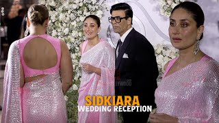 Kareena Kapoor Khan in Pink Saree arrives at Sidharth  Kiara Grand Wedding Reception [upl. by Aicil]