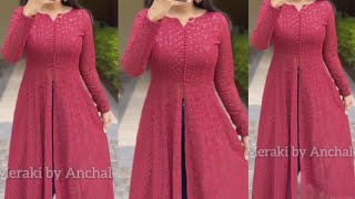 front open kurti cutting and Stitchingparty wear dressfront slit kurti designfront open kurti [upl. by Jessamine]