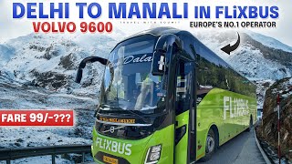 FLiXBUS in INDIA 🇮🇳  DELHI to MANALI in LUXURY VOLVO 9600  FLiXBUS INDIA REVIEW [upl. by Sheridan979]