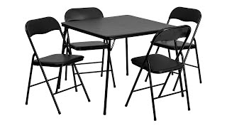 Flash Furniture 5 Piece Black Folding Card Table and Chair Set [upl. by Eecal394]