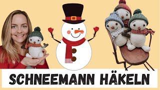 Schneemann häkeln  Kostenlose Häkelanleitung für Weihnachten  Amigurumi häkeln lernen [upl. by Anedal24]