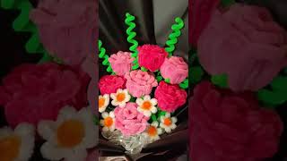 Fuzzy Wire Pink Roses fuzzywireflowers flowers diy chenille flowerarrangement shorts [upl. by Ainad20]