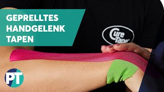 Geprelltes Handgelenk selbst tapen » Tape Anleitung » PhysioTape [upl. by Nilla745]