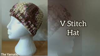 V Stitch Hat Crochet [upl. by Enelegna372]