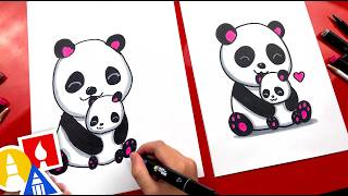 How To Draw Mom And Baby Panda [upl. by Ocnarfnaig]