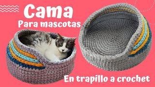 😻CAMA PARA GATO  PERRO🐶 En trapillo a crochet Espectacular para regalar o vender [upl. by Spiro]