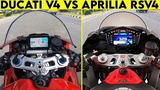 Ducati Panigale V4 VS Aprilia RSV4  0 TO 300  TOPSPEED [upl. by Ennaeirb272]