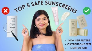 Top 5 Safe Sunscreens✅ Korean Sunscreens Sunscreen Stick amp Indian Sunscreen 👉Oxybenzone amp OMC Free [upl. by Ion]