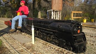 Big live steam locomotives at Mill Creek Central backyard train model [upl. by Shea]