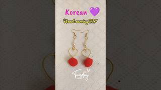 Korean viral heart❤️earring DIY🥰 do you like it 🥺diy craft shorts fyp vlog shortsfeed trend [upl. by Bunow917]