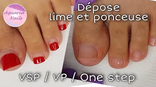 PAS A PAS Dépose vernis permanent ou semi permanent  Dépose lime et ponceuse [upl. by Adnolat]