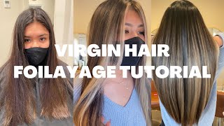 LONG DARK VIRGIN HAIR BALAYAGE TUTORIAL [upl. by Yenruoj61]