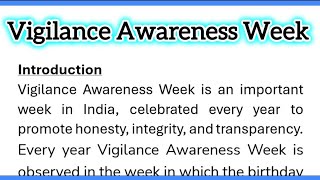 Vigilance Awareness Week Essay Writing in English 250 Words [upl. by Faydra]