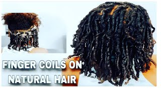 FINGER COILS ON NATURAL HAIR BACK TO SCHOOL HAIR STYLE [upl. by Enilrahc]