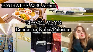 Travel Vlog EMIRATES A380 Airbus London to DubaiPakistan Full In flight experience with 2 kids [upl. by Rehpretsirhc439]