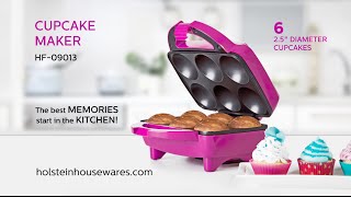 HF09013 6 Regular Sized Cupcake Maker Holstein Housewares [upl. by Oludoet222]