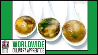 Molecular Gastronomy 101 Spherification Technique for Poached Quail Egg and Vegetable Porcini Broth [upl. by Gnilrits]