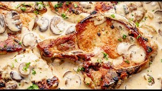 Pork Chops with Creamy Mushroom Sauce [upl. by Dranel]