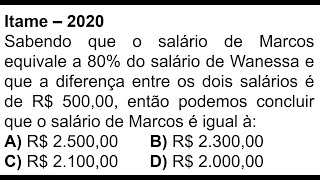 3 QUESTÃO DE CONCURSO  BANCA ITAME 2020  PORCENTAGEM [upl. by Tufts]