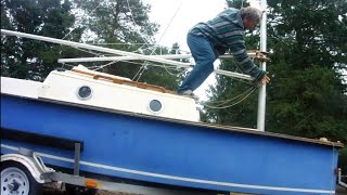 How to Rig a Gaff Head Cat Sailboat Bay Hen [upl. by Aryas]