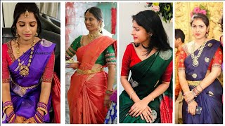 Best Borderless Silk Saree Blouse Designs 2023  No Boarder Silk Sarees With Contrast Blouses [upl. by Norit]