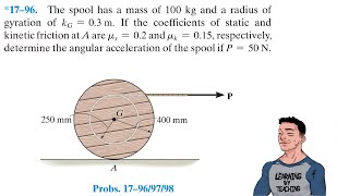 Dynamics 1796 The pool has a mass of 100 kg and a radius of gyration of kG03 m [upl. by Letnahs]