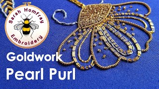 How to use Pearl Purl Goldwork embroidery for beginners Flosstube video tutorial [upl. by Vogeley673]