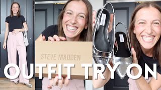 How To Style Silver Flats New SteveMadden Slingback Shoes  Outfit Styling  Try On [upl. by Selene]