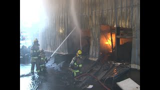 Pawtucket RI 4th alarm commercial building fire on Thanksgiving Day [upl. by Htiduj692]