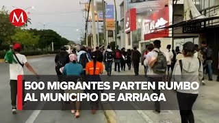 Caravana migrante parte a Arriaga Chiapas [upl. by Ohl836]