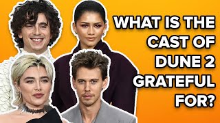 Zendaya Timothée Chalamet Austin Butler amp Florence Pugh Answer Dune 2 Questions [upl. by Koal772]