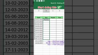 Date amp Month amp Year function in Excel  excel tutorial shorts [upl. by Sucerdor]