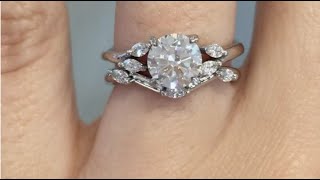 Adamaris amp Winter  Nature Inspired Platinum Round amp Marquise Diamond Wedding Ring Set [upl. by Nolad]