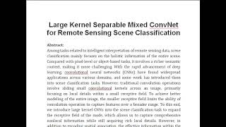 Large Kernel Separable Mixed ConvNet for Remote Sensing Scene Classification [upl. by Toney]