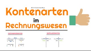 Kontenarten im Rechnungswesen  Buchführung  Bestandskonten und Erfolgskonten  wirtconomy [upl. by Norved]