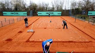 BlauWeiß Beelen  Tennis  Frühjahrsrenovierung 2019  Platz 3  Asche abtragen [upl. by Qirat]