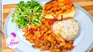 Leckeres Rezept aus der Türkei I Hähnchenpfanne mit Reis und Hähnchen Tapas [upl. by Annasor89]